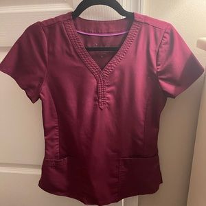 Maroon Healing Hands Scrub Top